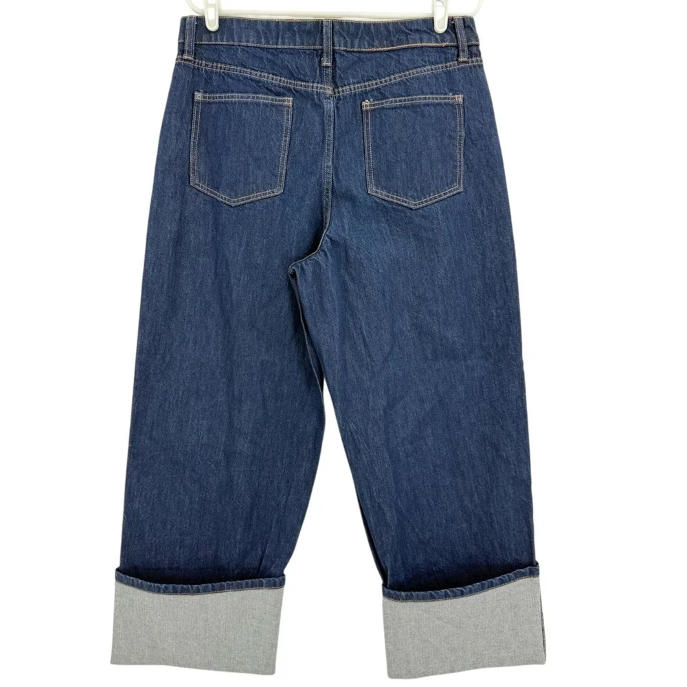 NWOT Kate Spade Target Womens Wide Leg Cuffed High Rise Denim Crop Jeans Size 12